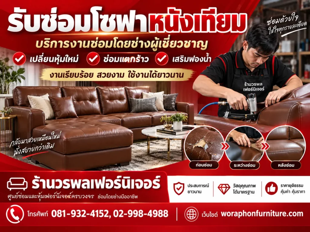 รับซ่อมโซฟาหนังเทียม